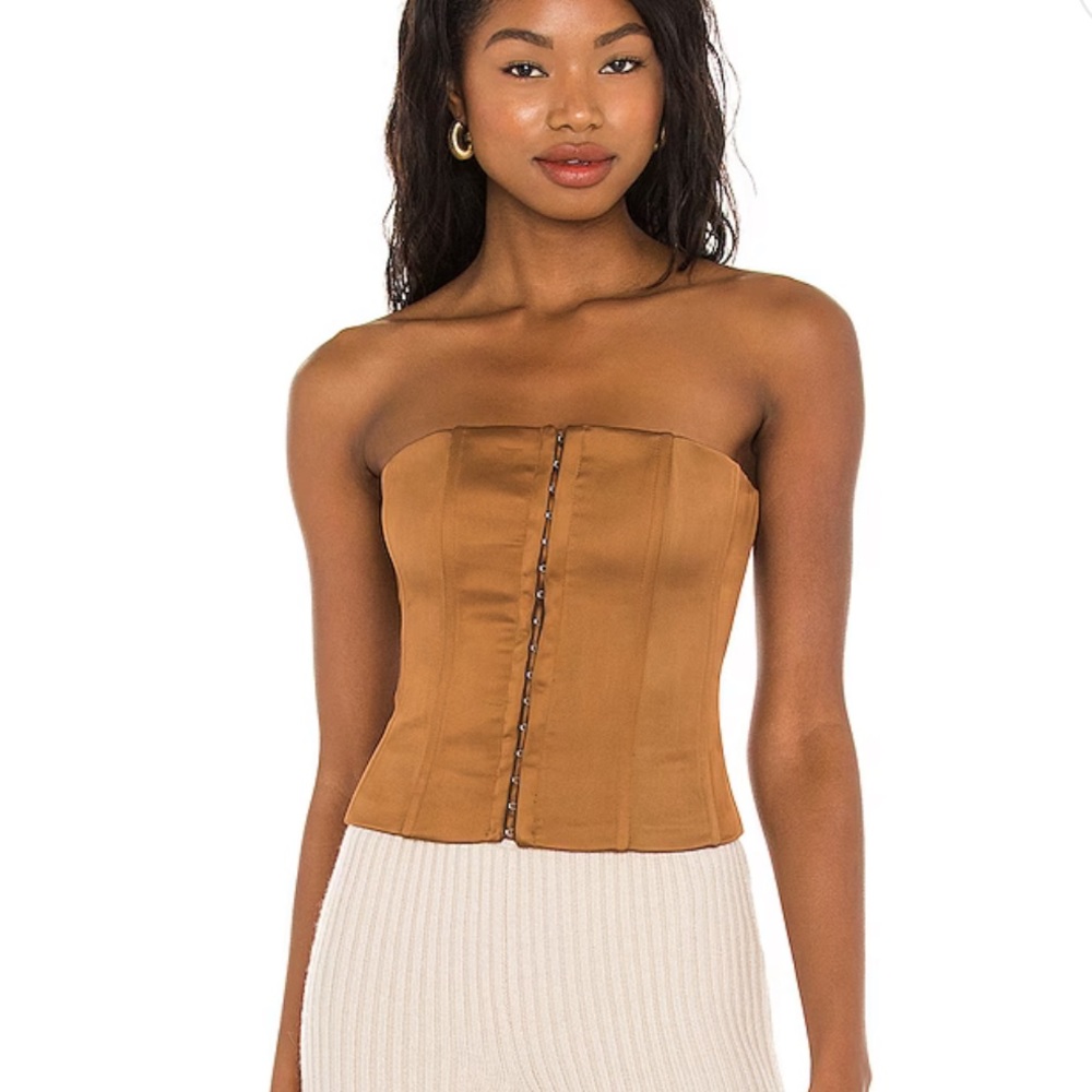 Satin Corset Top in Brown